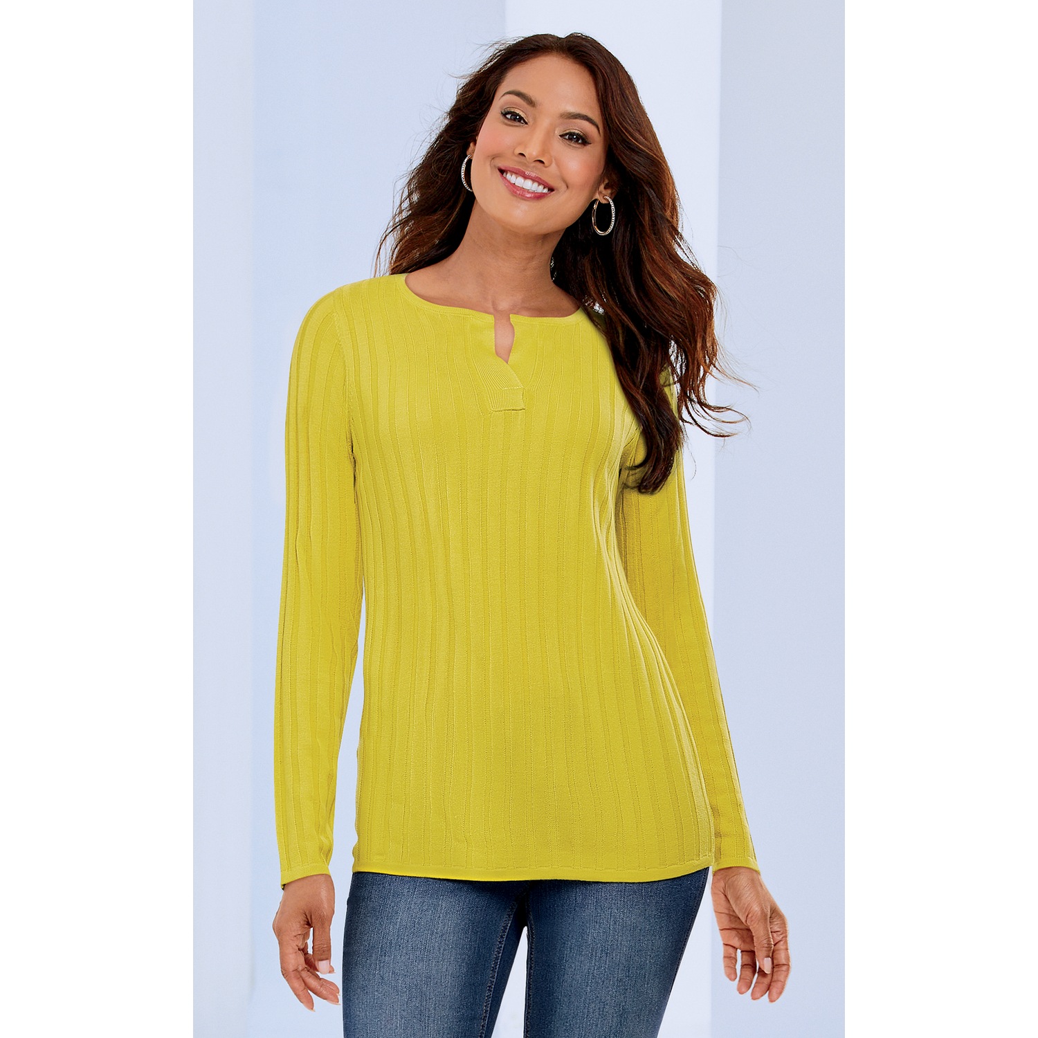 Ribbed Henley Sweater Midnight Velvet