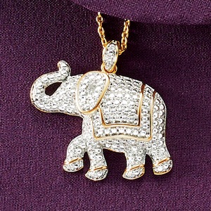 Diamond Elephant Pendant, , large