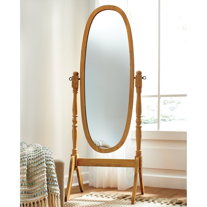 Cheval Mirror, Oak, large