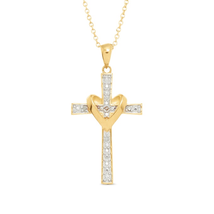 Diamond Heart/Cross Pendant, , large