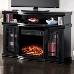 Black Media Center Fireplace, , large