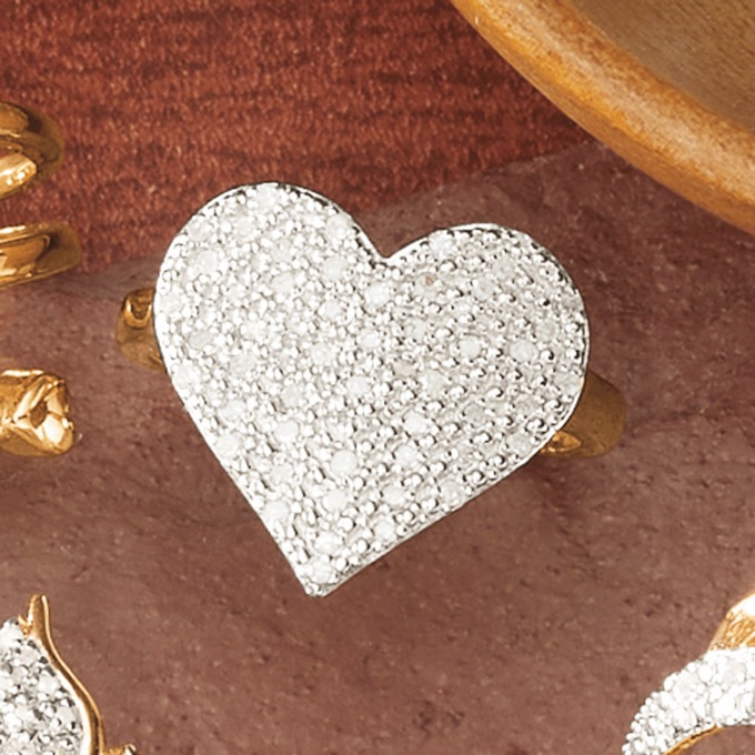 Diamond Heart Pavé Ring, , large