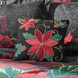 Gilded Poinsettia Accent Pillow, , large