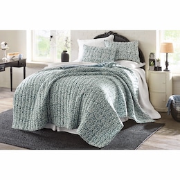 Block Print Floral Vine 3-Piece Quilt Set, , large