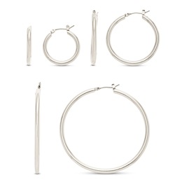 3-Pair Hoop Earrings Set, , large