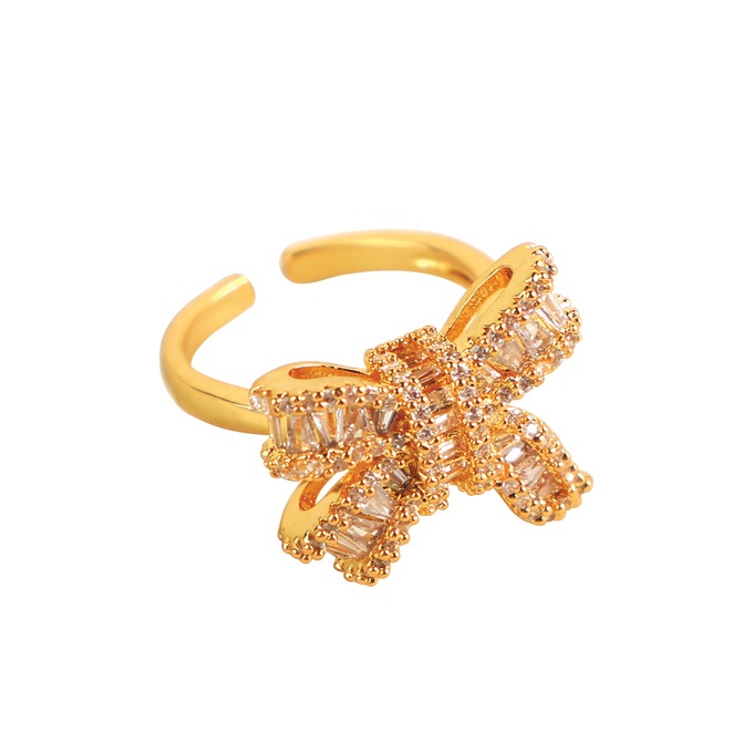 Coquette Crystal Bow Ring, , large