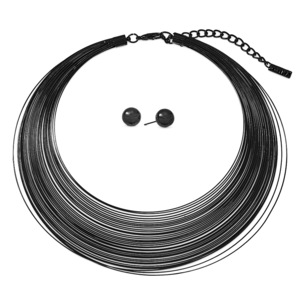 Multi-Wire Collar and Earring Set, , large