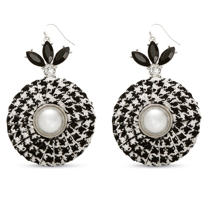 Houndstooth Fabric Earrings, , large
