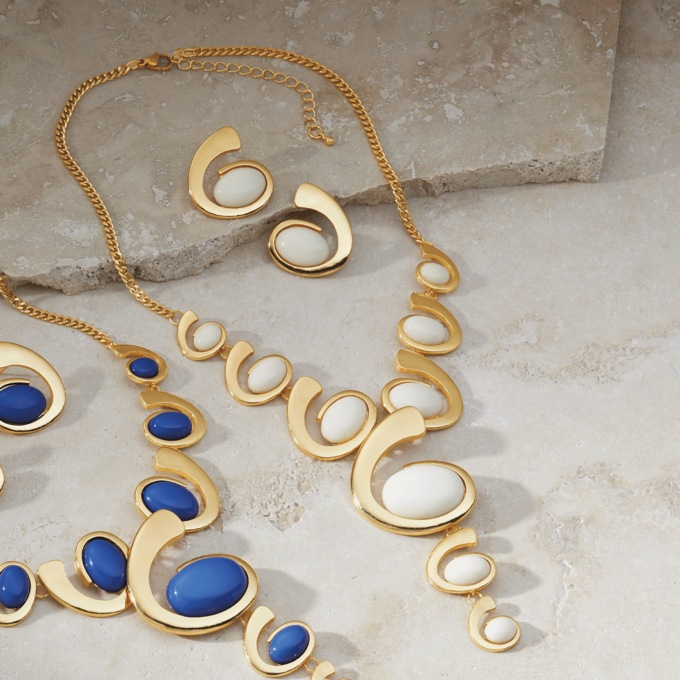 Color Swirl Necklace & Earring Set, , large