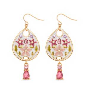 Floral Enamel and Crystal Earrings, , large