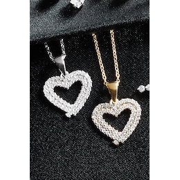 Lab-Created Diamond Heart Pendant  - .50 CTTW, , large