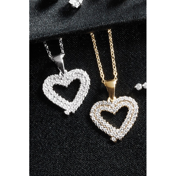 Lab-Created Diamond Heart Pendant  - .50 CTTW, , large