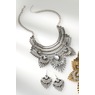 Crystal Vintage-Style Necklace & Earring Set, Silvertone, large