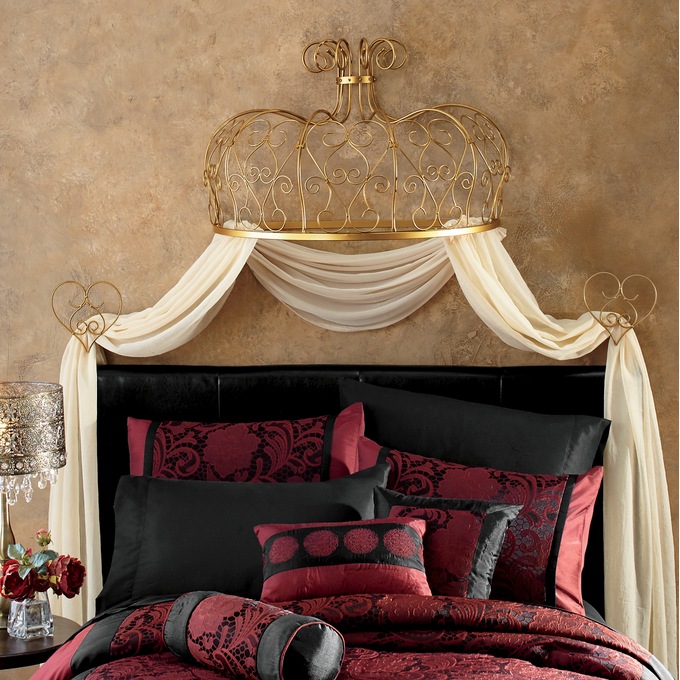 Gold Scroll Bed Crown With Tiebacks Midnight Velvet