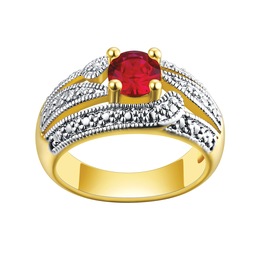 Gem &amp; Diamond-Accented Two-Tone Ring, , large