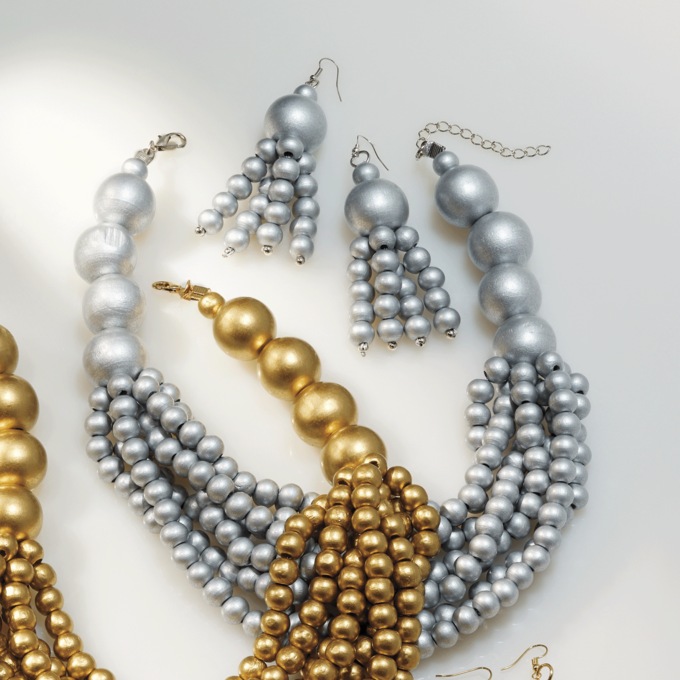 Multi-Strand Bead Necklace & Earring Set, , large