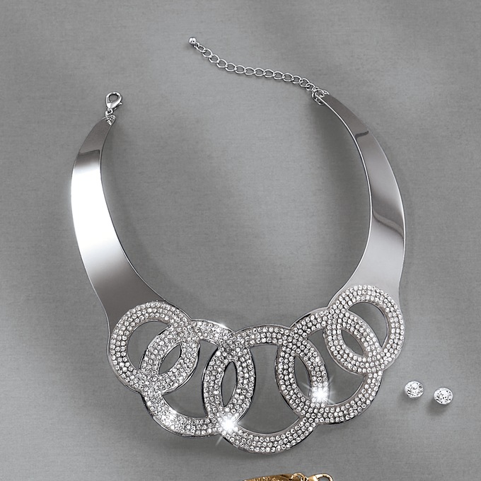 Circle Crystal Necklace and Earring Set, , large