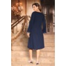 Bead-Embellished A-Line Dress with Scalloped Statement Sleeves, , large