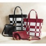M.C. Handbags 2-Piece Woven Plaid Tote Set, , large