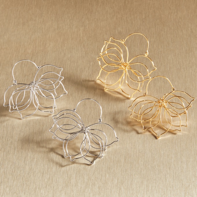 Flower-Shaped Wire Earrings, , large