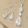 Cubic Zirconia Pear Drop Necklace & Earring Set, , large