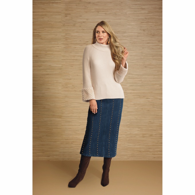 Meara Faux-Fur Turtleneck, , large