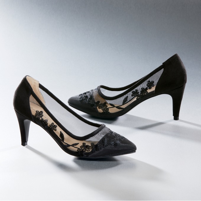 Embroidered Mesh Pump, , large