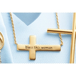 Bless This Woman Cross Pendant, , large