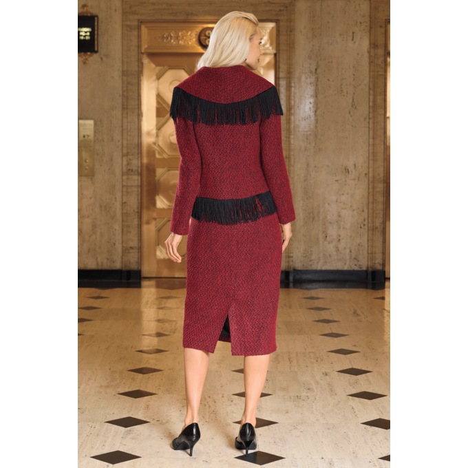 Fendley 2-Piece Women's Fringe Boucl&eacute; Jacket Dress, , large