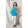 Flo Halter-Neck Fringe Tunic with High-Low Hem, Blue Atoll, large