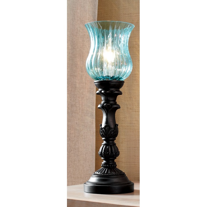 Colored Glass Accent Uplight, Teal, large