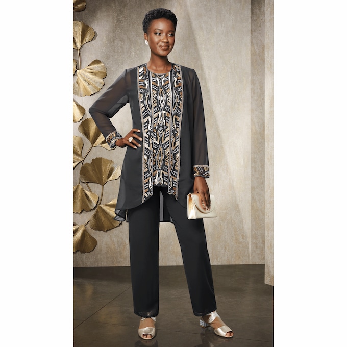 Mesh & Bling Women's Shootie with Silvery Accents, Beads & Sequins & 1.5&rdquo; Heel, , large