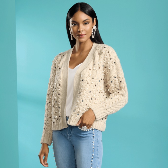 Amari Pearl Cardigan, , large