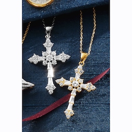 Cubic Zirconia Cross Pendant, , large