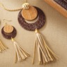 Textured Pleather Tassel Necklace, , large