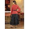 Patriece 2-Piece Mixed-Texture Skirt Suit with Mesh and Faux-Leather Details, , large