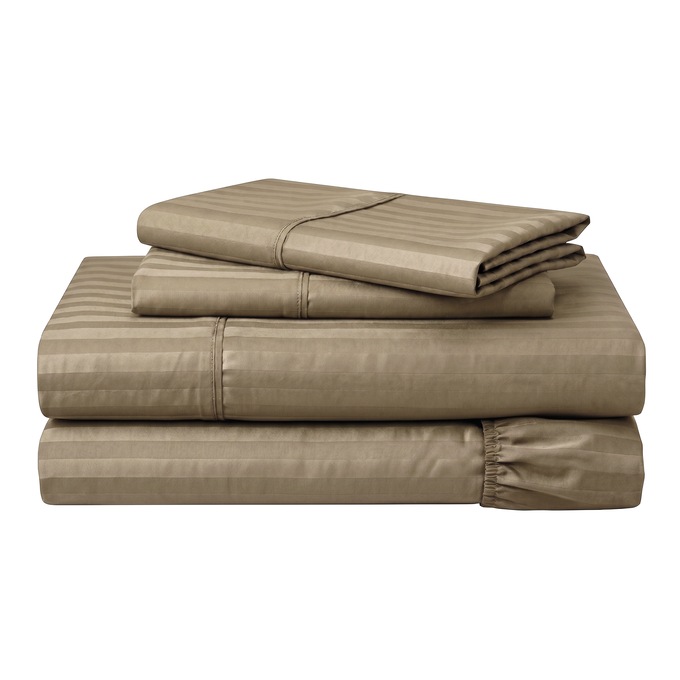 400-Thread Count Egyptian Cotton Sateen Stripe Sheet Set, , large