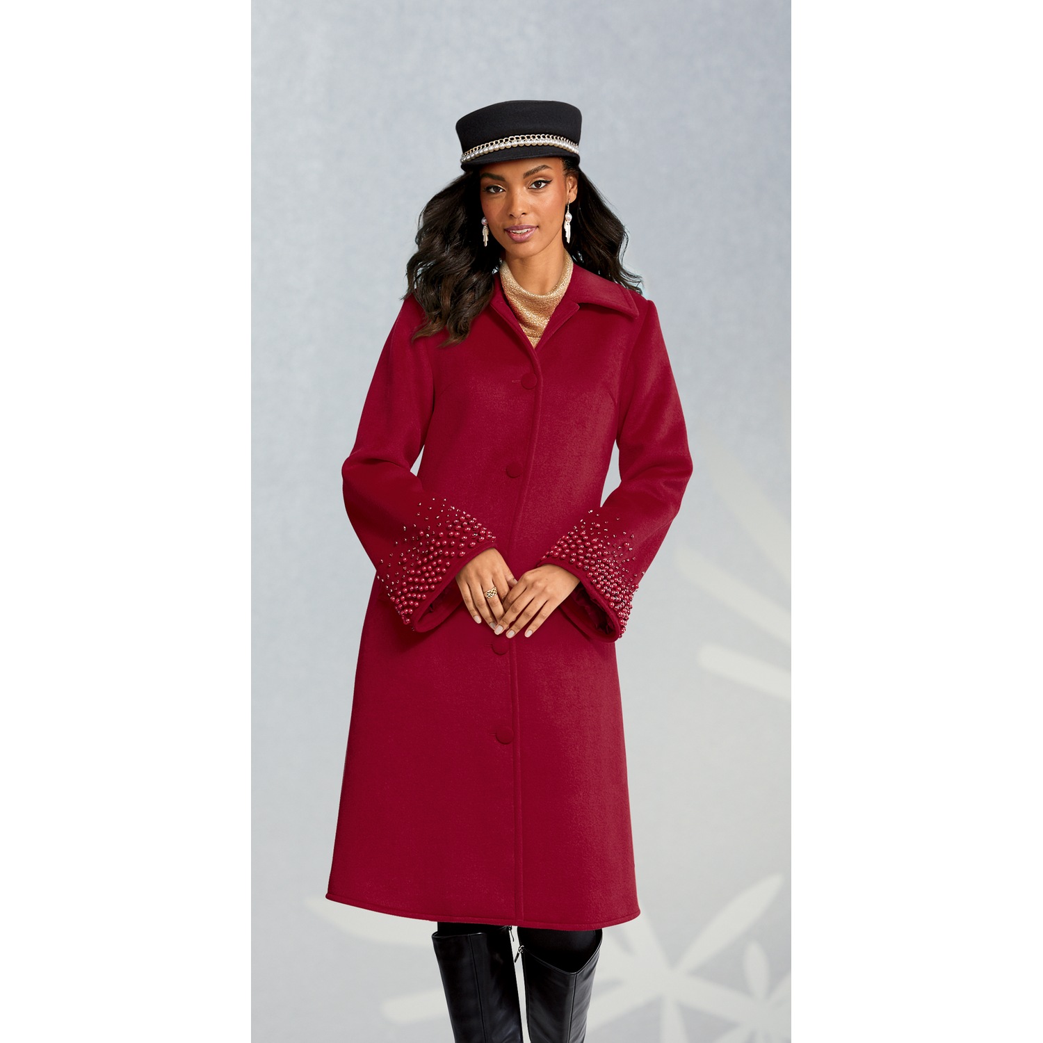 Silvy Embellished Coat Midnight Velvet