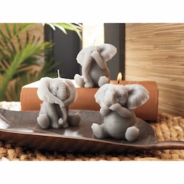 Set of 3 Figural Elephant Candles, , large