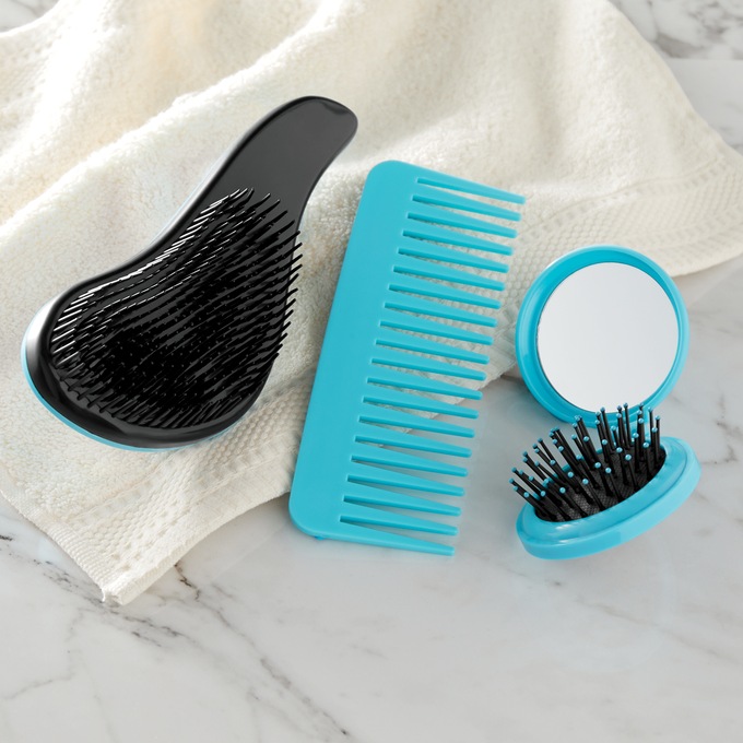 3-Piece Comb, Brush & Mirror Set, , large