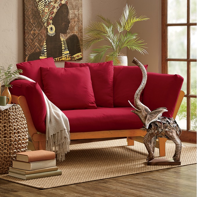 Lounger Sofa Bed, Red, large