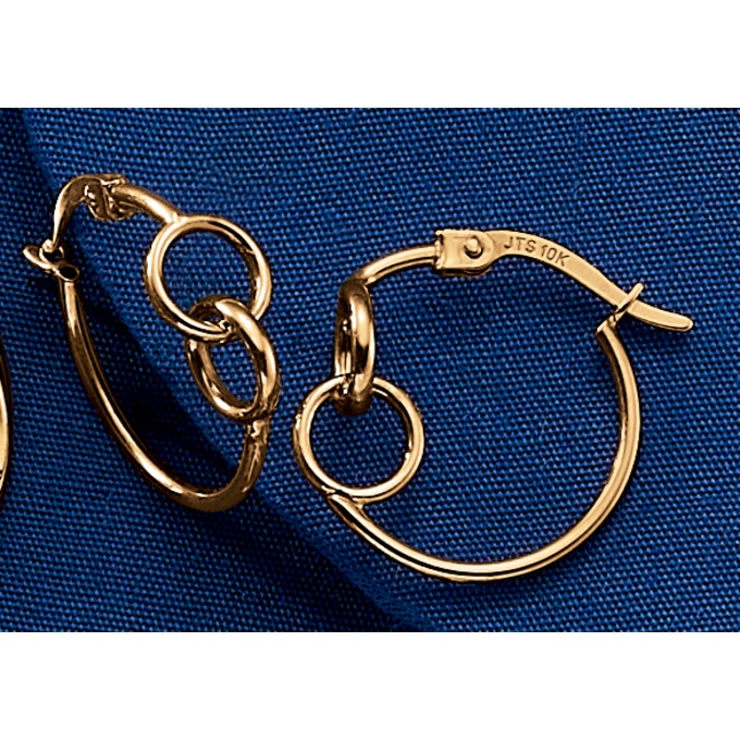 10K Gold Round Linked Hoops, , large