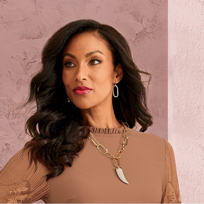 Faux-Stone Paperclip Necklace and Earring Set, , large