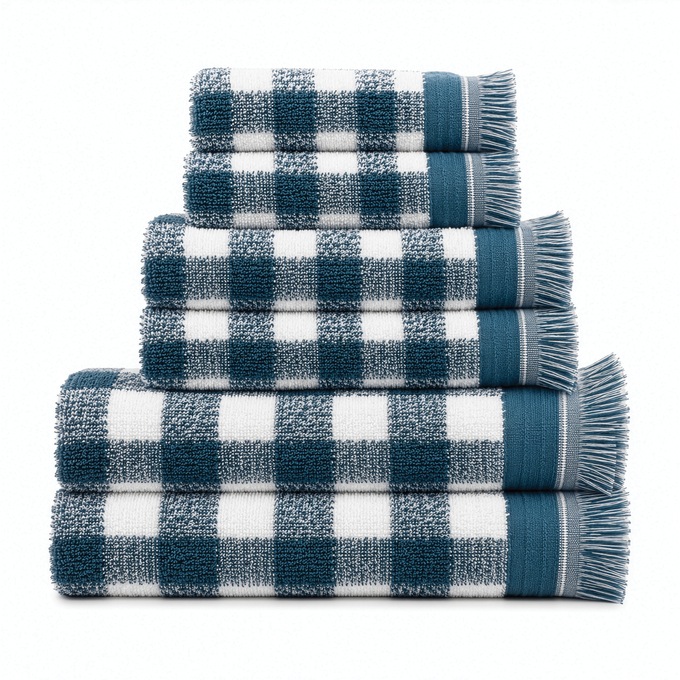 Autumn Bliss Luxury 6-Piece Towel Set, Aegean Gingham, large