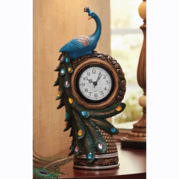Peacock Table Clock, , large