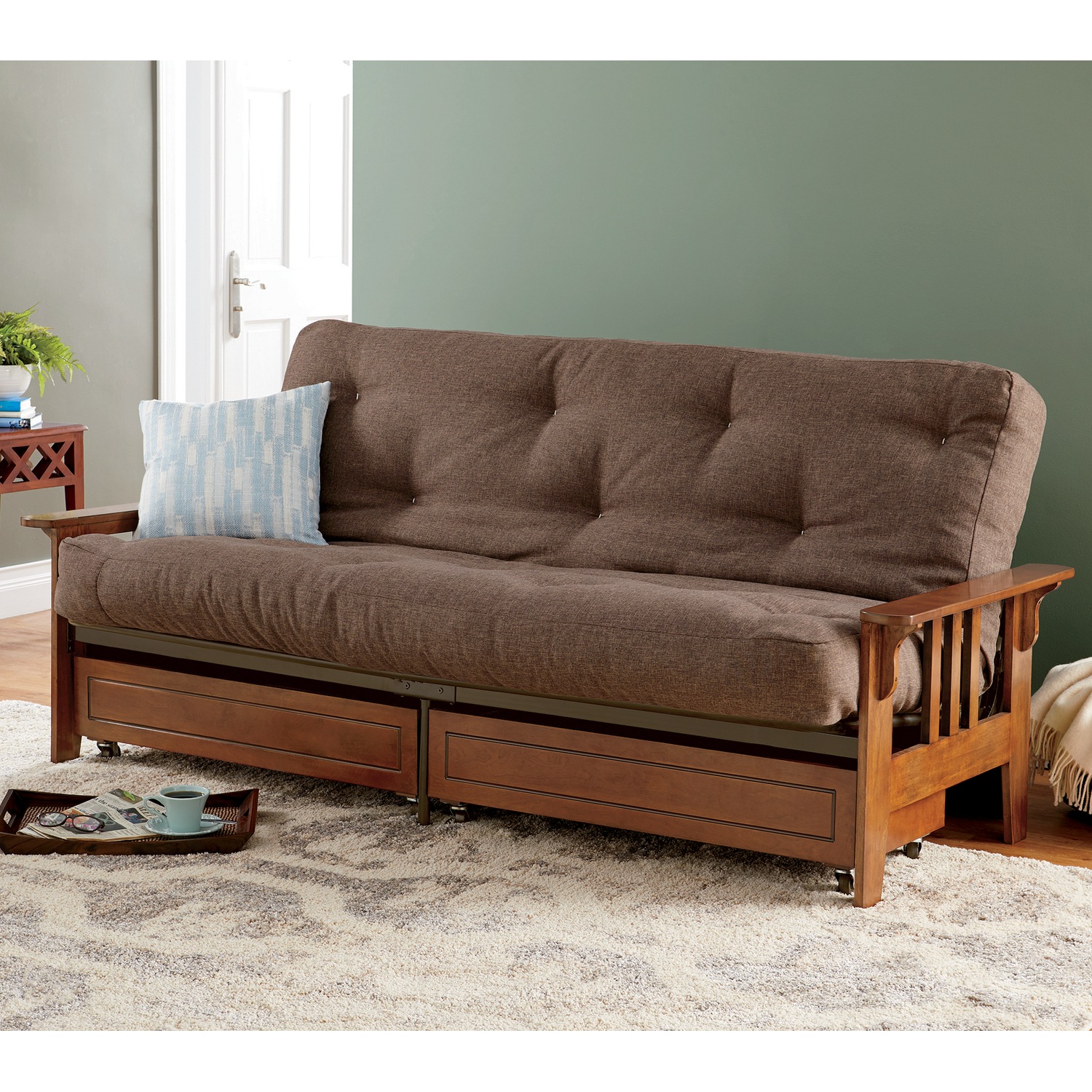 Mission Storage Futon Frame and Mattress Midnight Velvet