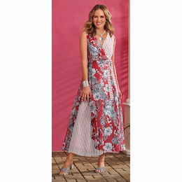 Stripey Floral Maxi Dress, , large
