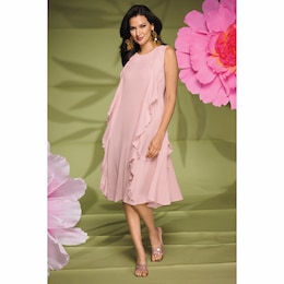 Emmalyne Women&rsquo;s Ruffle Sleeveless A-Line Dress in Textured Crinkle Fabric, , large