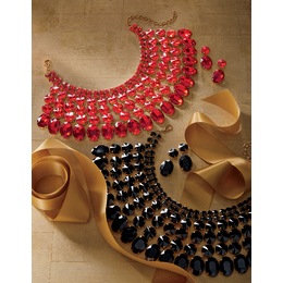 Crystal Bib Necklace and Earring Set, , large