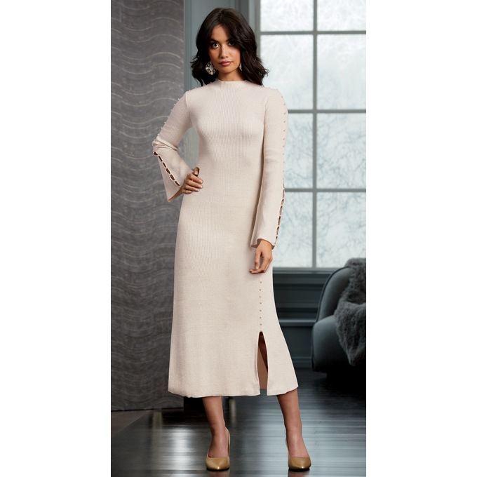 Pearl Rib Sweater Dress, , large